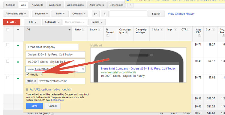 Google AdWords - Creating Mobile Optimized Ad