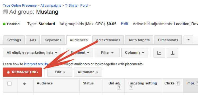 Google AdWords - Adding Remarketing List