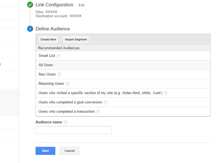 Defining an Audience in remarketing list