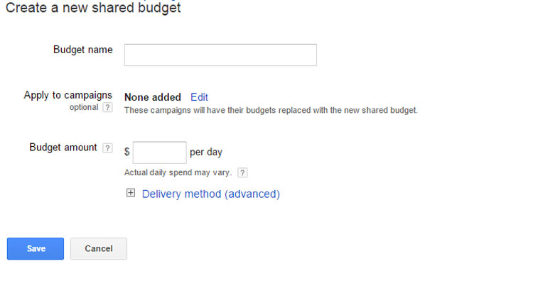 Create New Shared Budget In Google AdWords