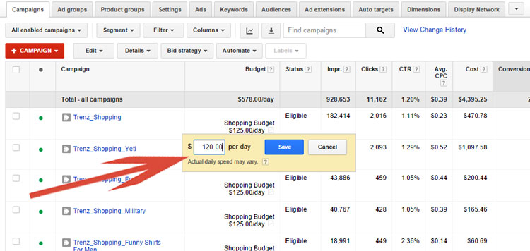 Popup Budget Help Window - Google AdWords